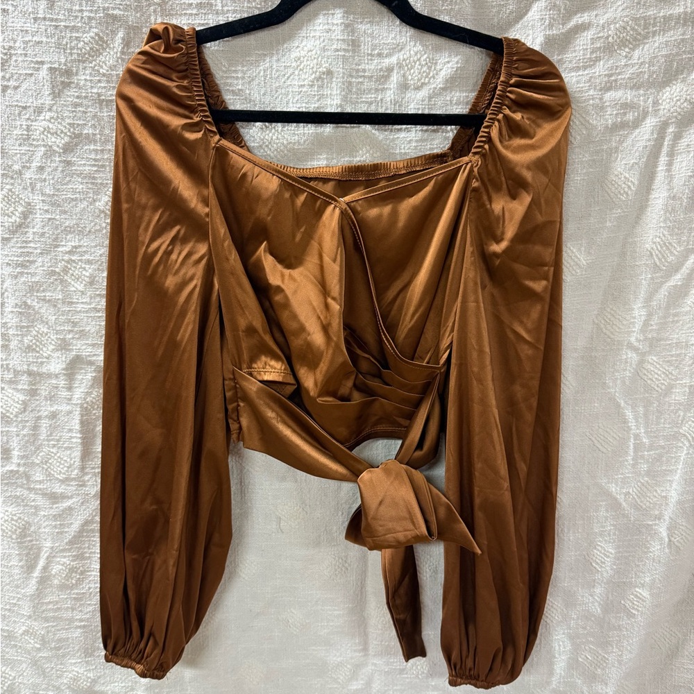 Women’s Satin Cropped Long Sleeve S